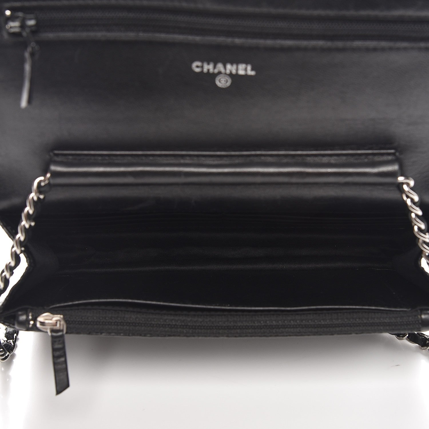 Chanel Distressed Patent Calfskin Quilted Wallet on Chain WOC Black 5 of 8