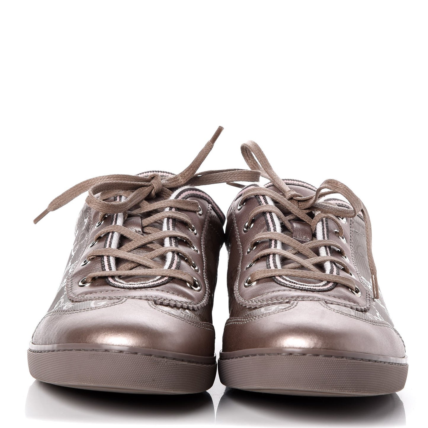 Imprime Monogram Metallic Miro Soft Calfskin Barcelona Low Top Sneakers 39.5 New Mauve