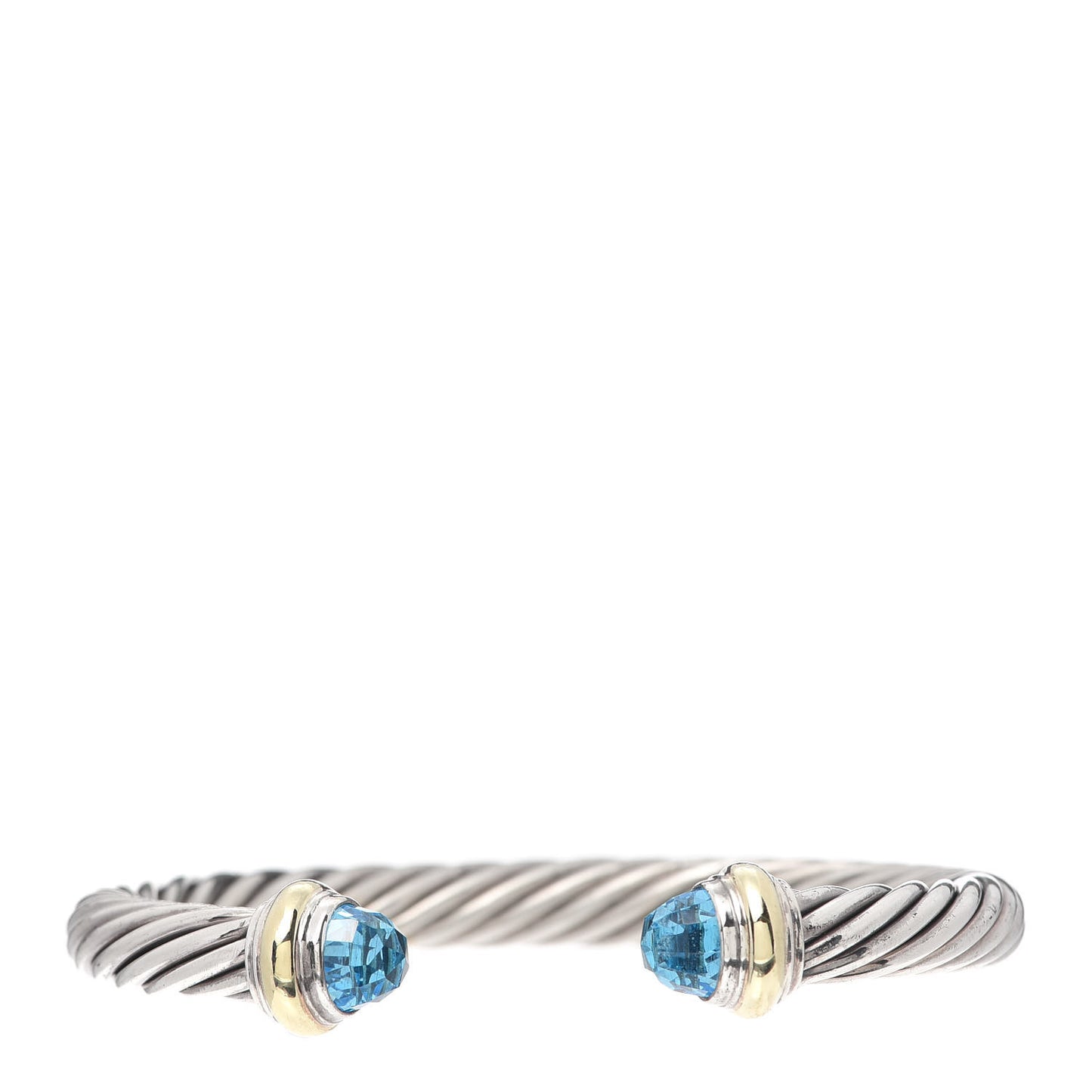 Sterling Silver 14K Yellow Gold Blue Topaz 7mm Cable Classics Bracelet