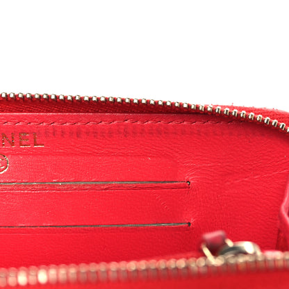 Chanel Lambskin Quilted Medium Zip Around Wallet Light Red 11 of 12