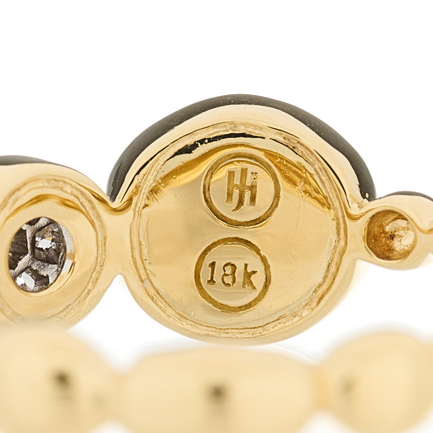 18K Yellow Gold Diamond Dot Hammered Band Ring 53 6.5