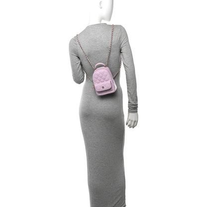 Chanel Caviar Quilted CC Mini Classic Backpack Lilac 2 of 11