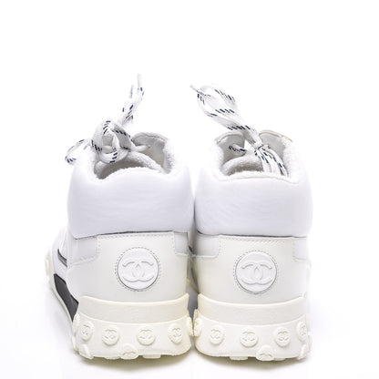 Chanel Calfskin Mesh Lycra Womens Logo High Top Sneakers 39 White 7 of 11