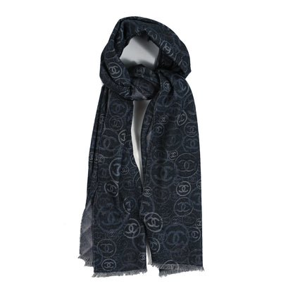 Chanel Cashmere Quilted Print CC Scarf Grey Multicolor 1 of 4