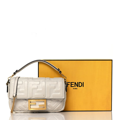 Fendi Nappa FF 1974 Embossed Mini Baguette White 20 of 20