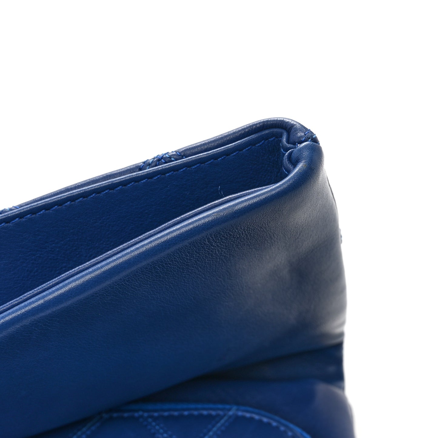 Calfskin Stitched Thin City Clutch Blue