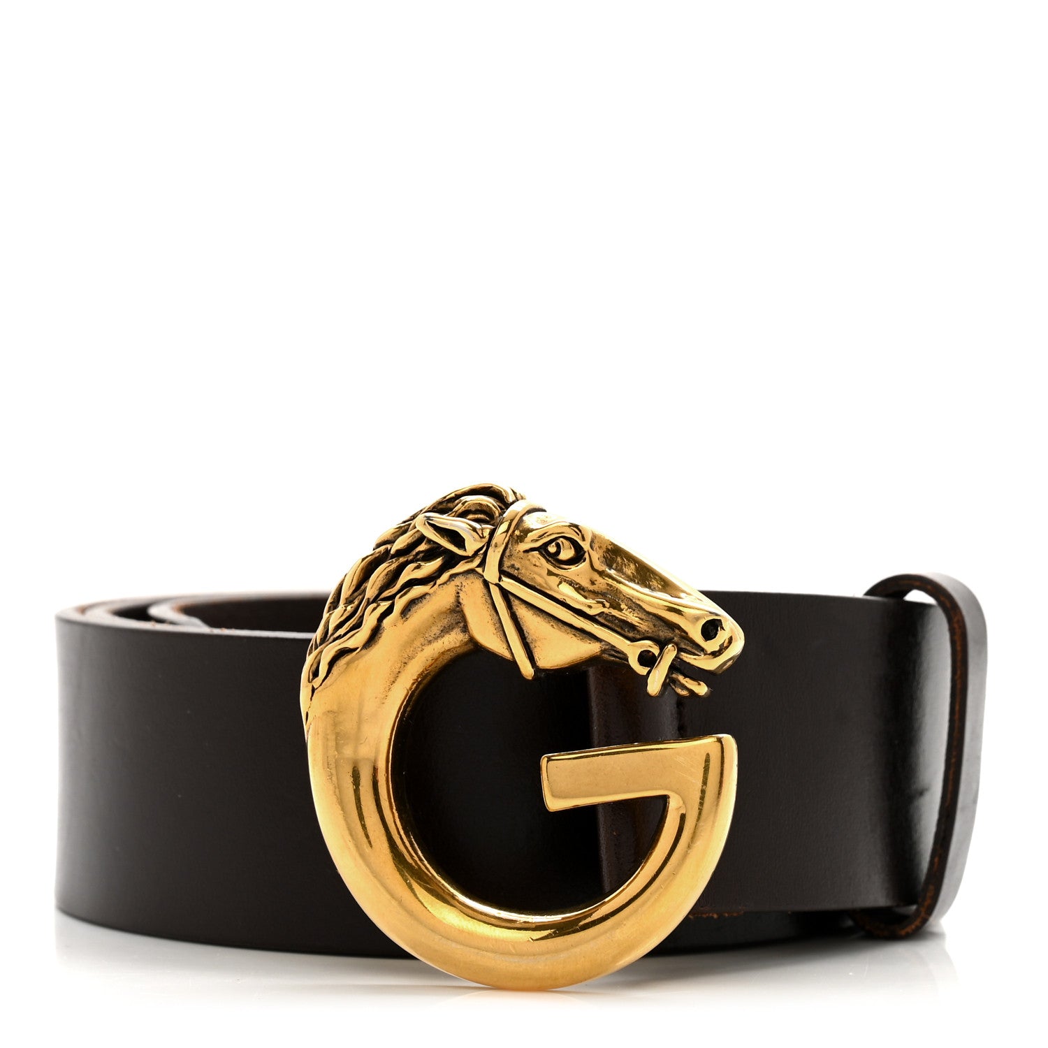 Gucci Calfskin Horsehead G Belt 85 34 Brown 1 of 4