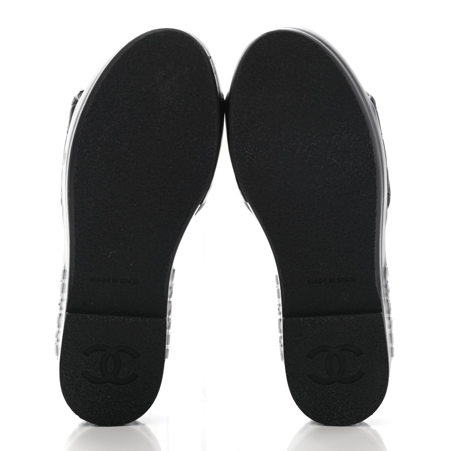 Lambskin Quilted CC Espadrille Slip On Sandals 35 Black