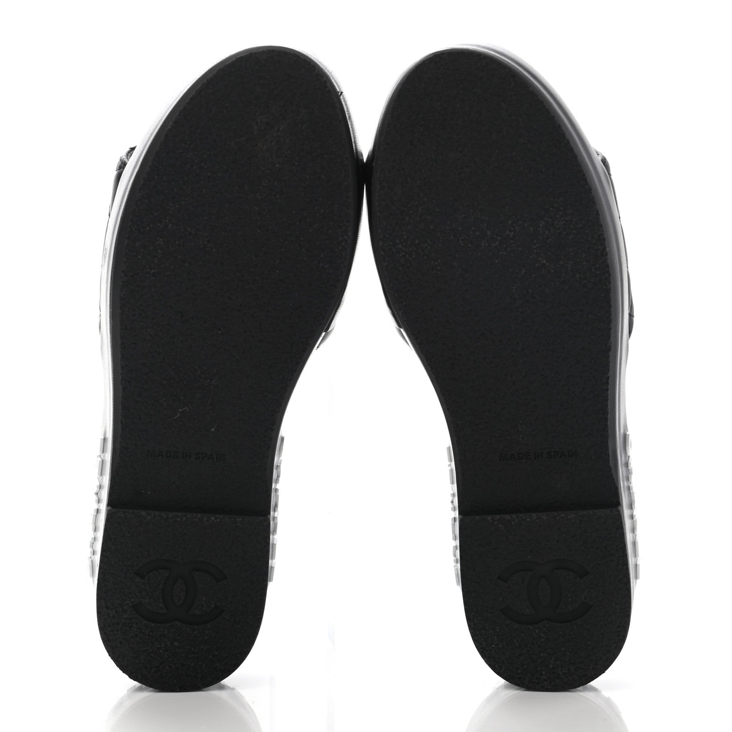 Chanel Lambskin Quilted CC Espadrille Slip On Sandals 35 Black 5 of 14