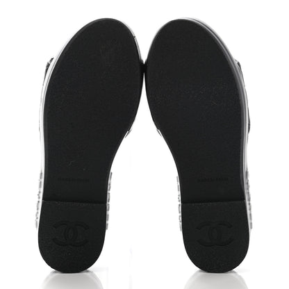 Chanel Lambskin Quilted CC Espadrille Slip On Sandals 35 Black 5 of 14