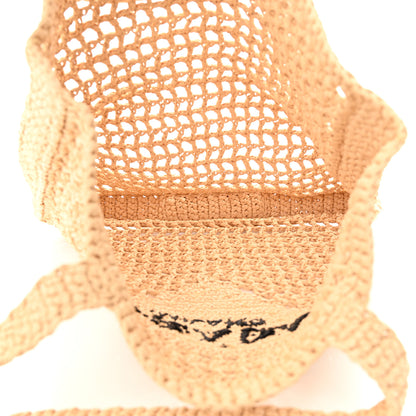 Prada Yarn Raffia Effect Crochet Logo Embroidered Tote Bag Naturale 6 of 10