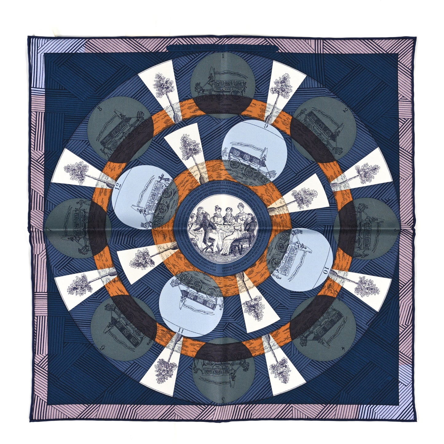Silk Jeu Des Omnibus Remix Scarf 45 Marine Vert Ciel