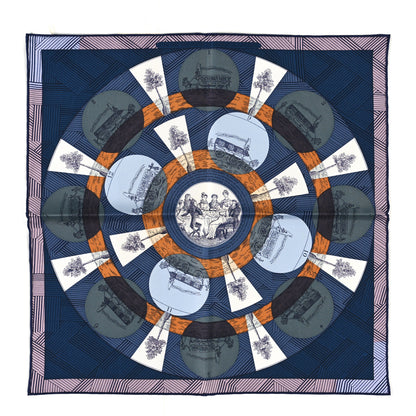 Hermes Silk Jeu Des Omnibus Remix Scarf 45 Marine Vert Ciel 1 of 4