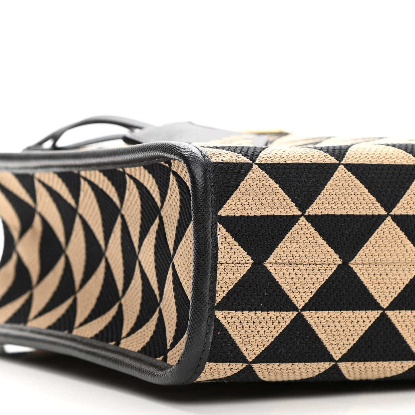Jacquard Saffiano Triangolo Symbole Embroidered Small Tote Black Corda
