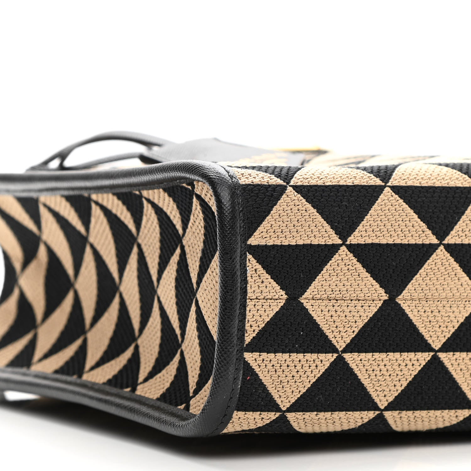 Prada Jacquard Saffiano Triangolo Symbole Embroidered Small Tote Black Corda 9 of 10