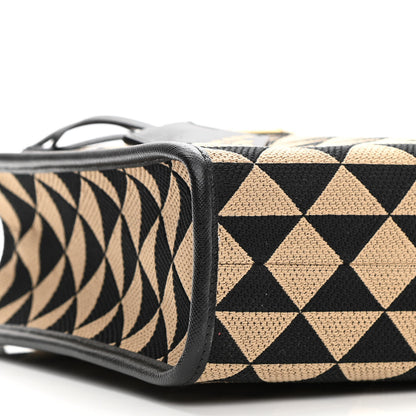 Prada Jacquard Saffiano Triangolo Symbole Embroidered Small Tote Black Corda 9 of 10
