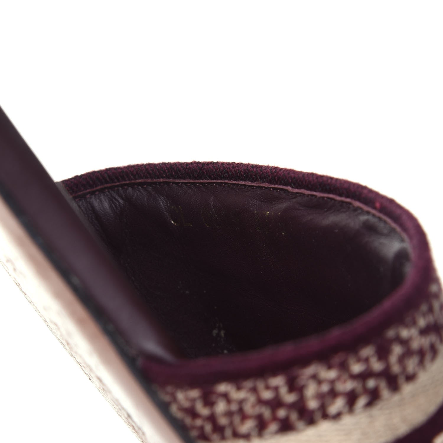 Christian Dior Canvas Embroidered Dway Mules Slide Sandals 37.5 Burgundy 10 of 10