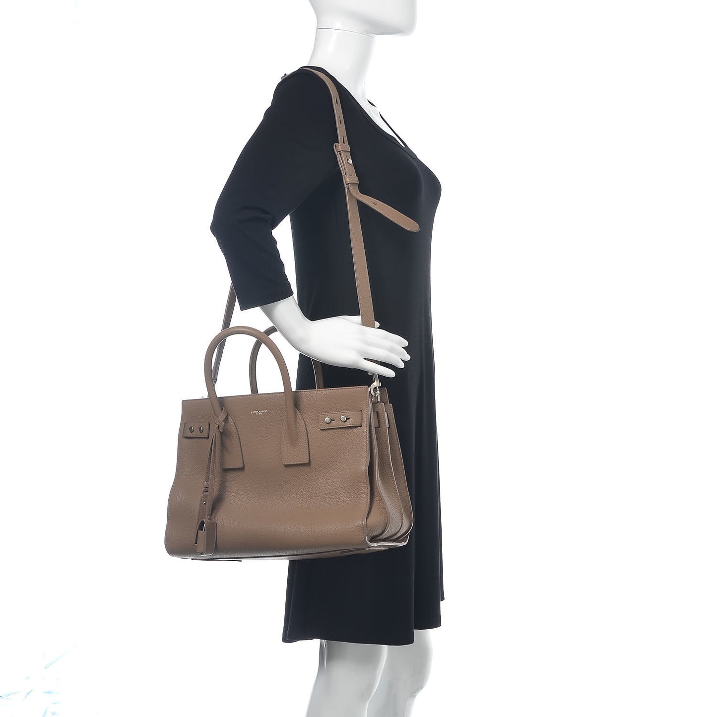 Grained Calfskin Small Supple Sac De Jour Taupe