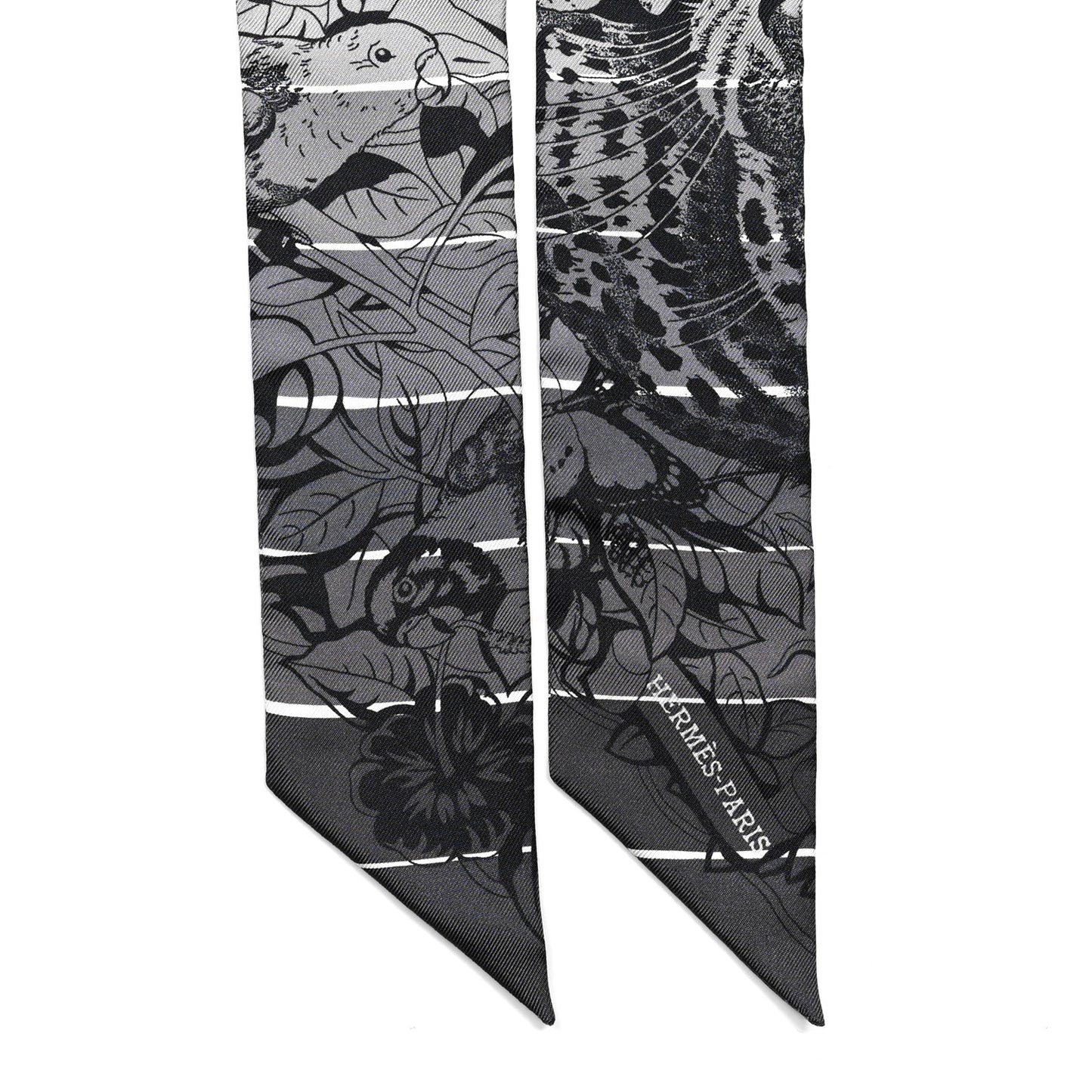 Silk Jungle Love Rainbow Twilly Gris Black White