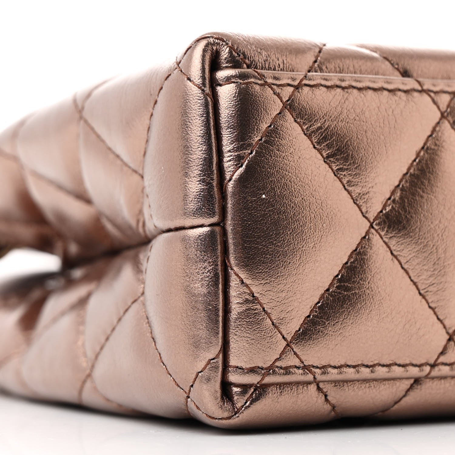 Chanel Metallic Aged Calfskin Quilted Nano Kelly Shopper Light Brown 9 of 11