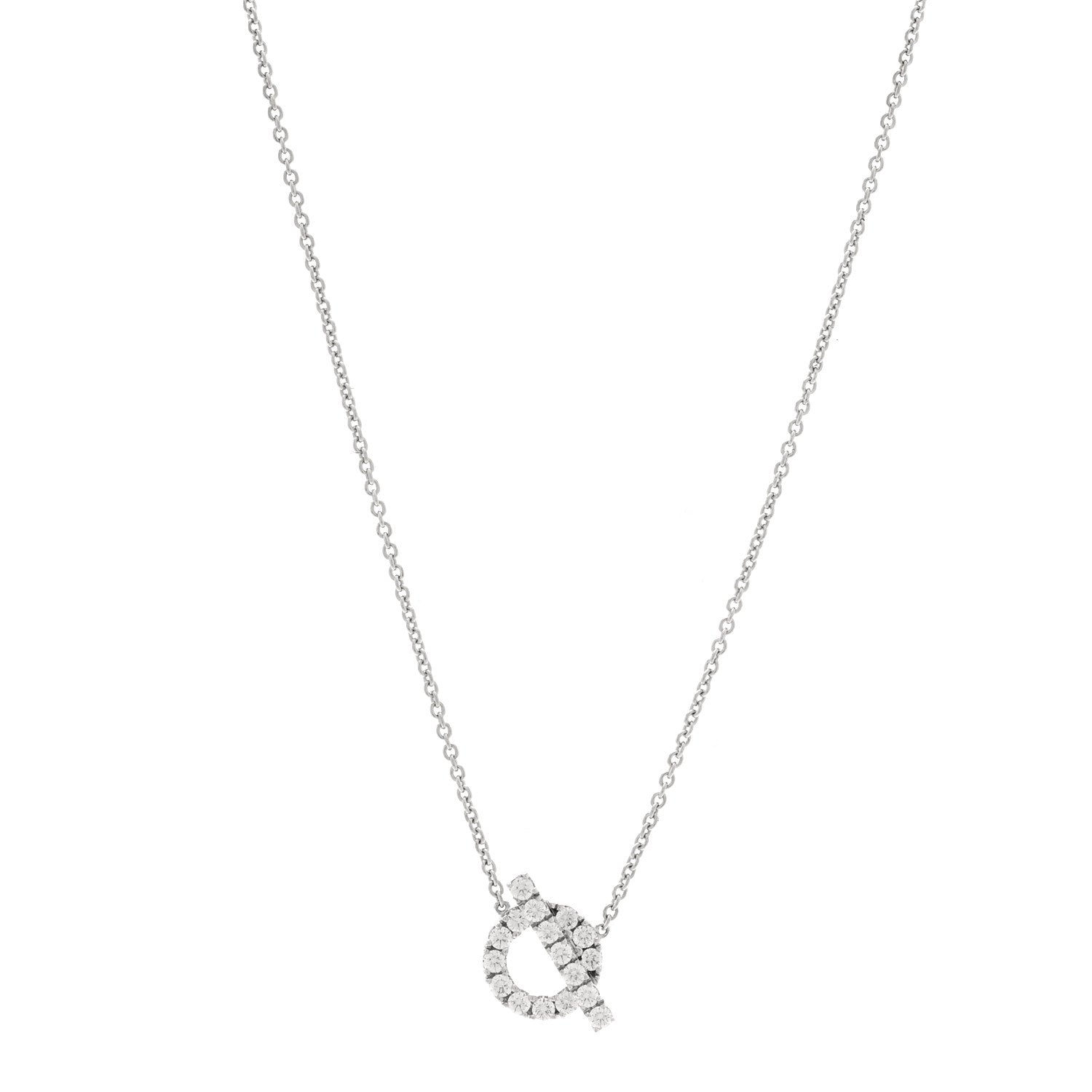 Hermes 18K White Gold Diamond Finesse Pendant Necklace 1 of 6