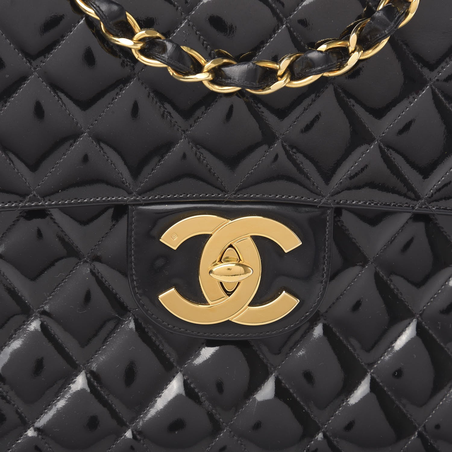 Chanel Patent Quilted XL Jumbo Single Flap Black 11 of 11