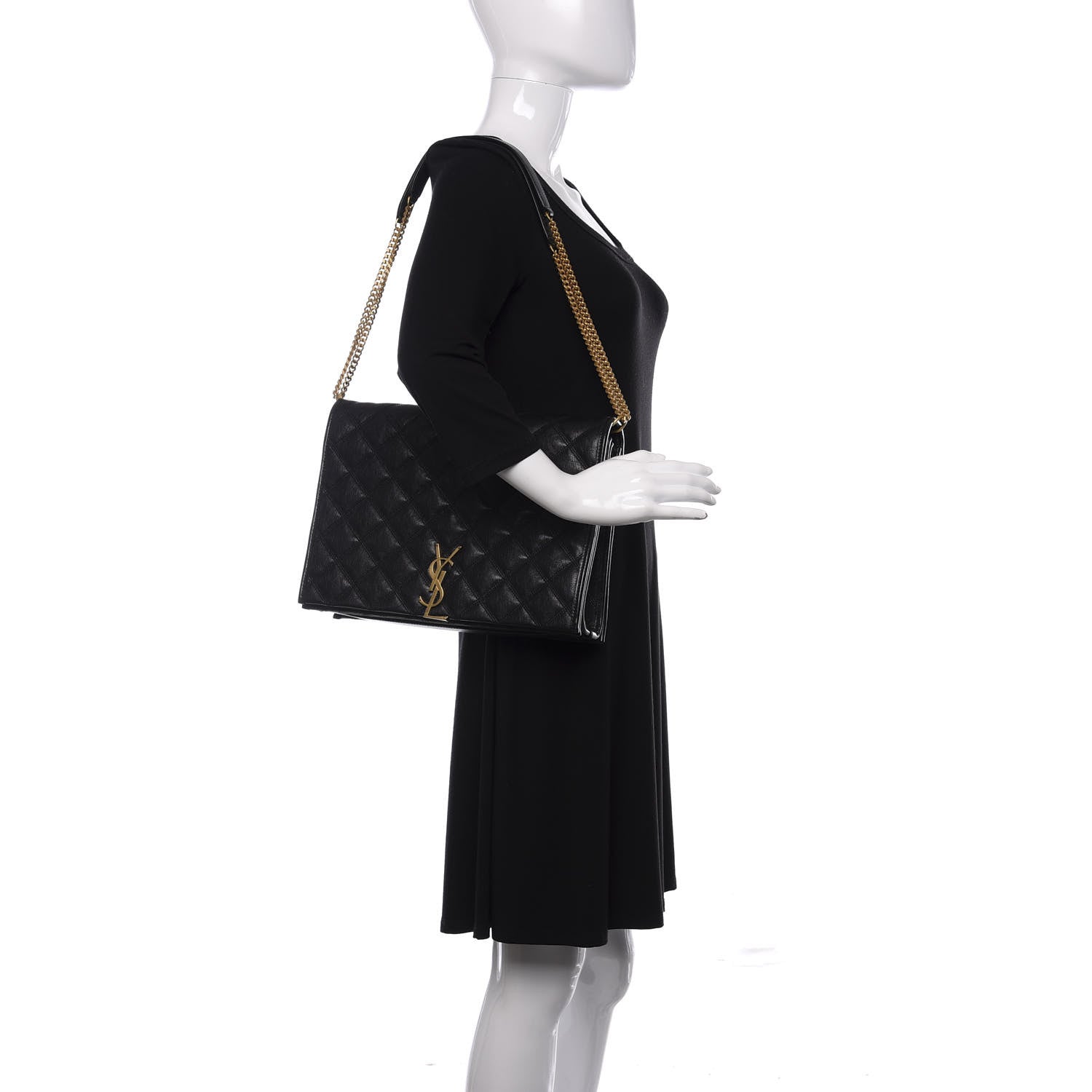 Saint Laurent Lambskin Quilted Large Becky Chain Bag Black 2 of 10