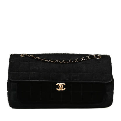 Chanel Pony Hair Velvet Chocolate Bar Flap Black 1 of 10