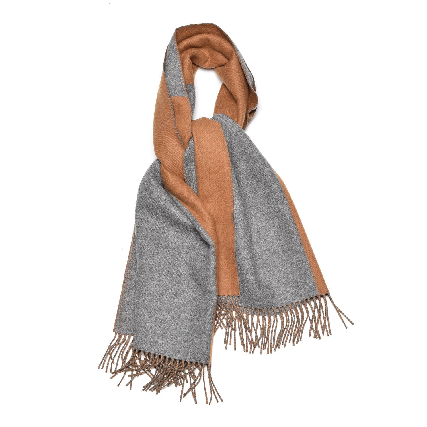 Hermes Cashmere Casaque Stole Gris Chine Camel 1 of 4