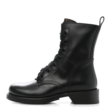 Louis Vuitton Calfskin Monogram Metropolis Flat Ranger Boots 37 Black 1 of 10