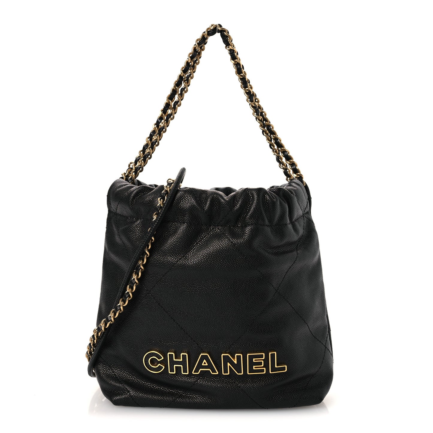Shiny Caviar Quilted Mini Chanel 22 Black