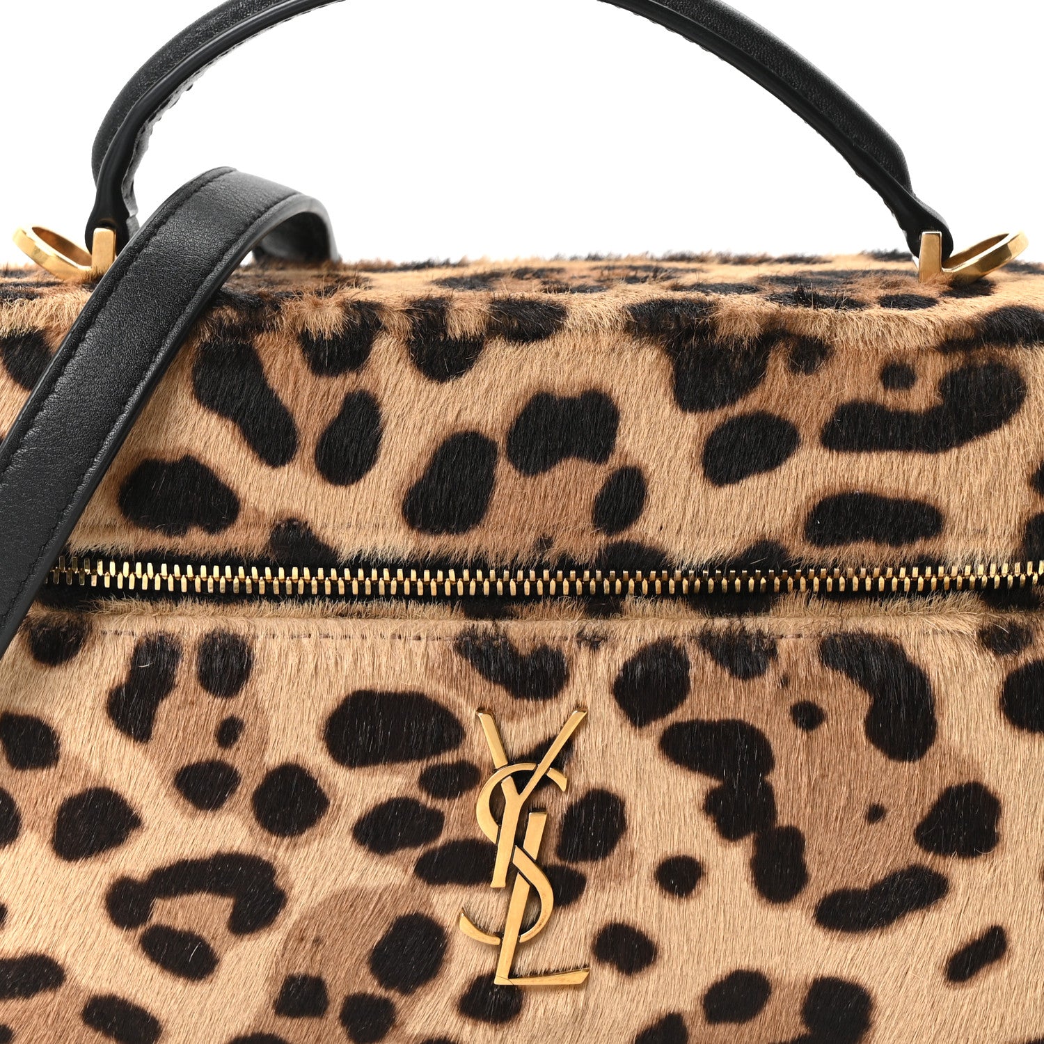 Saint Laurent Pony Hair Leopard Print Mini Gaby Vanity Case Brown Black 7 of 9