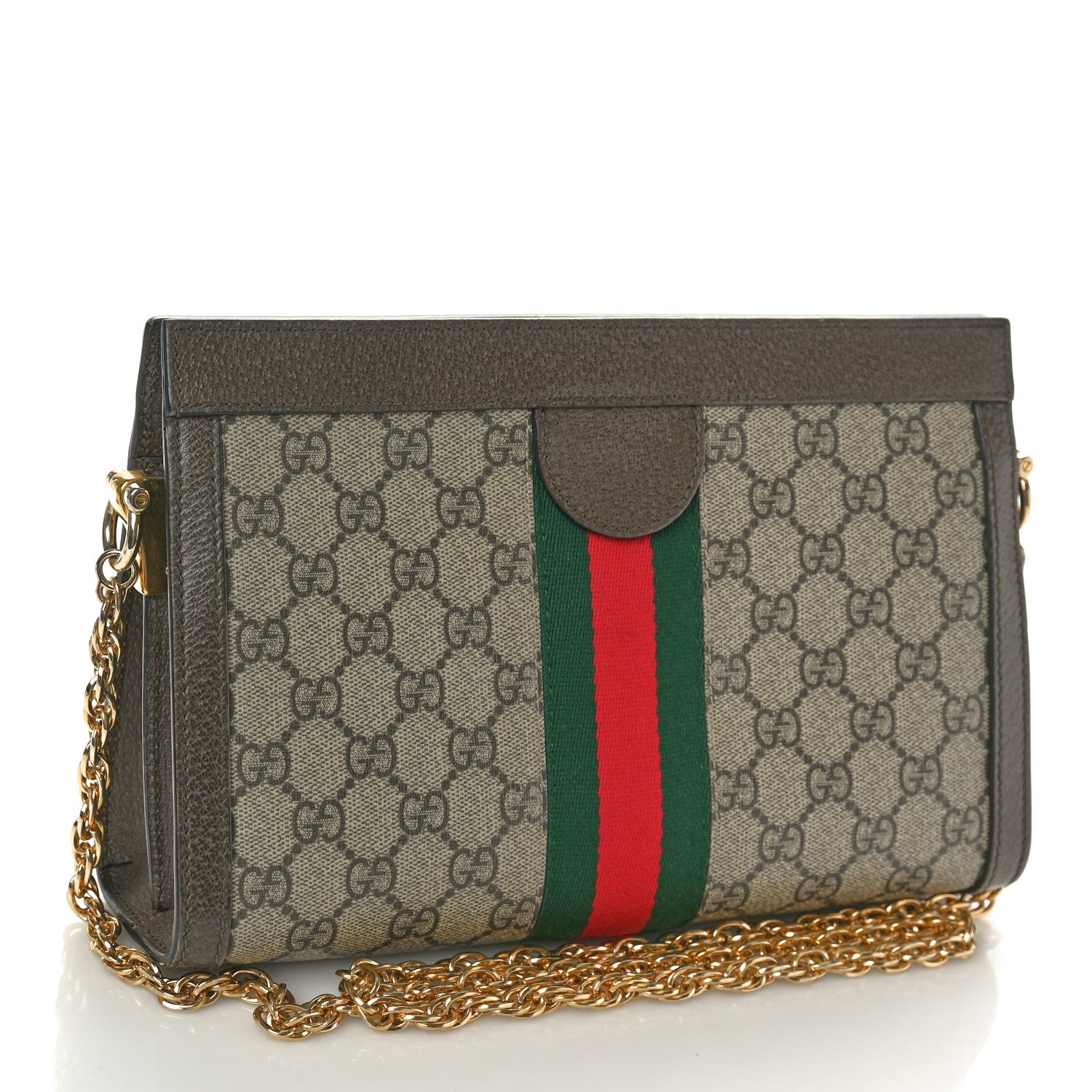 Gucci GG Supreme Monogram Web Small Ophidia Chain Shoulder Bag Brown 3 of 10