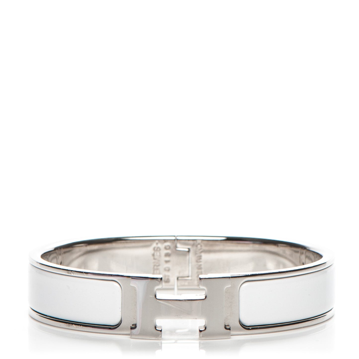Enamel Narrow Clic Clac H Bracelet PM White