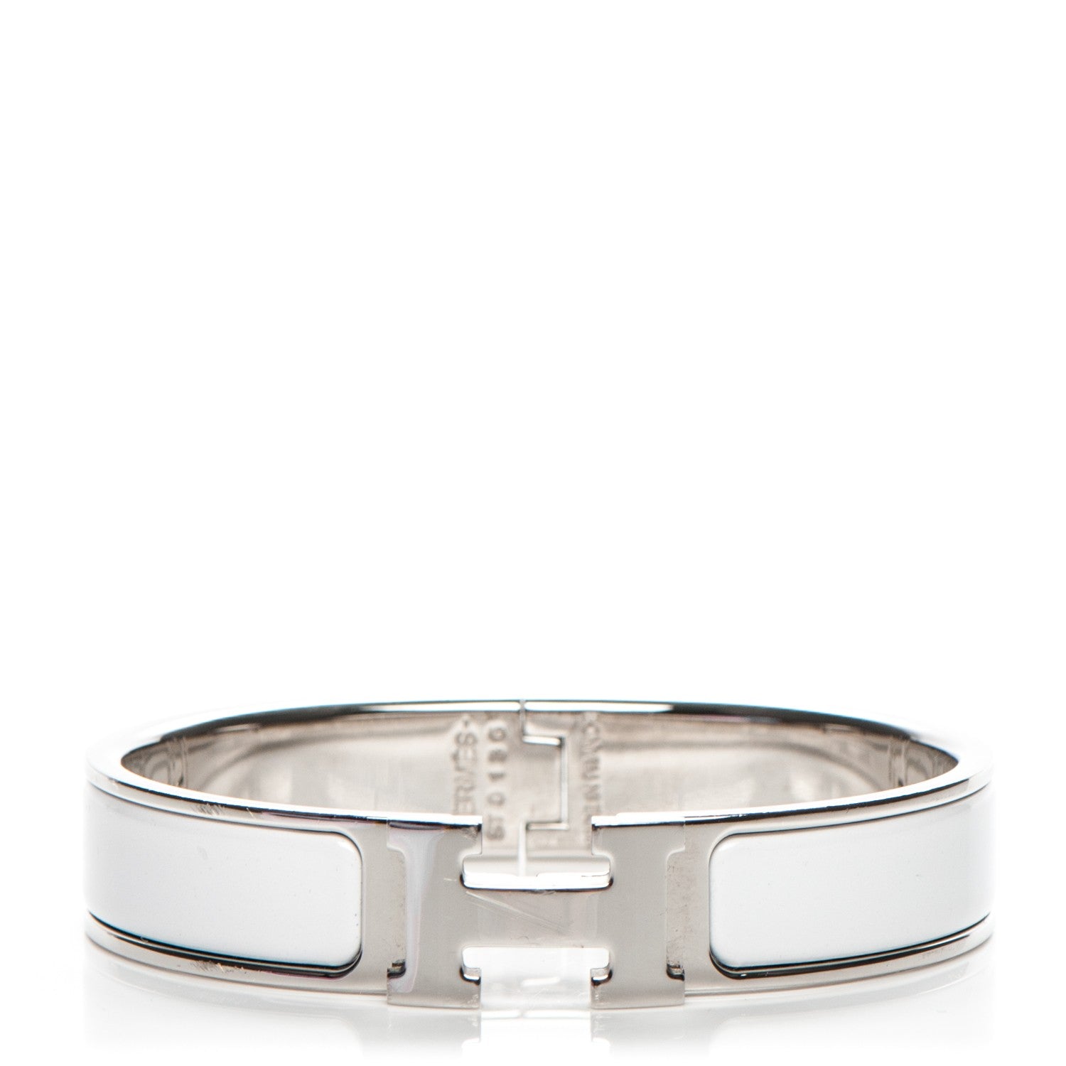Hermes Enamel Narrow Clic Clac H Bracelet PM White 1 of 5