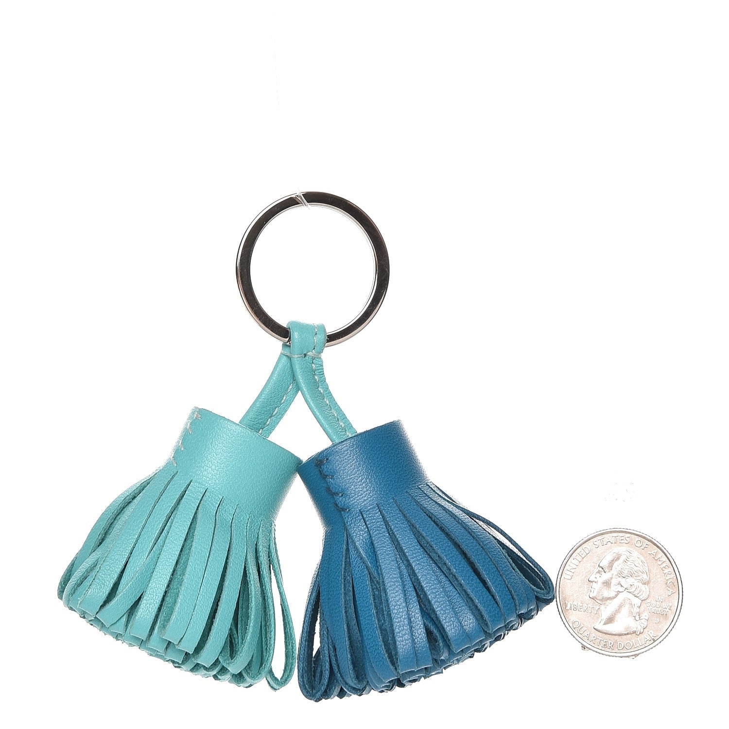 Hermes Lambskin Carmen Uno-Dos Key Holder Bleu Izmir Lagon 2 of 4