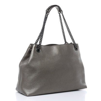 Gucci Metallic Pebbled Calfskin Medium Soho Chain Shoulder Bag Sasso 3 of 10