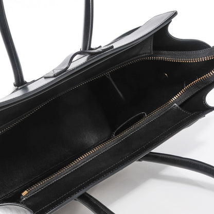 Celine Smooth and Textured Calfskin Micro Bi-Color Luggage Black White 5 of 8