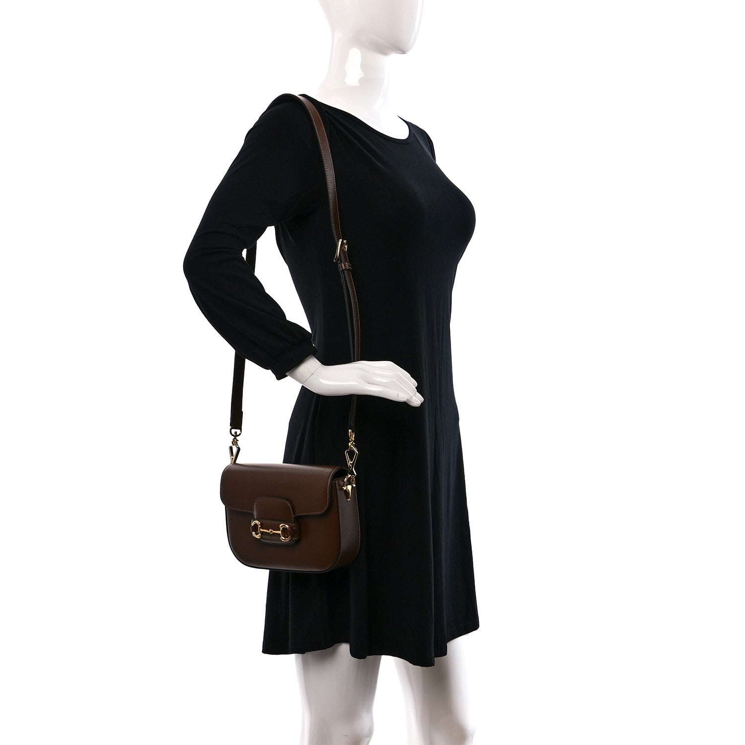 Gucci Azalea Calfskin Web Mini Horsebit 1955 Shoulder Bag Brown Sugar 2 of 10