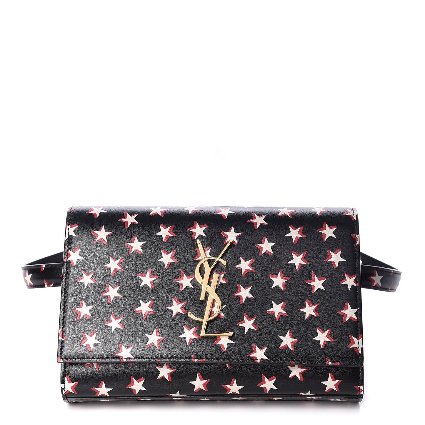 Smooth Calfskin Star Print Monogram Kate Belt Bag Black Ivory Red