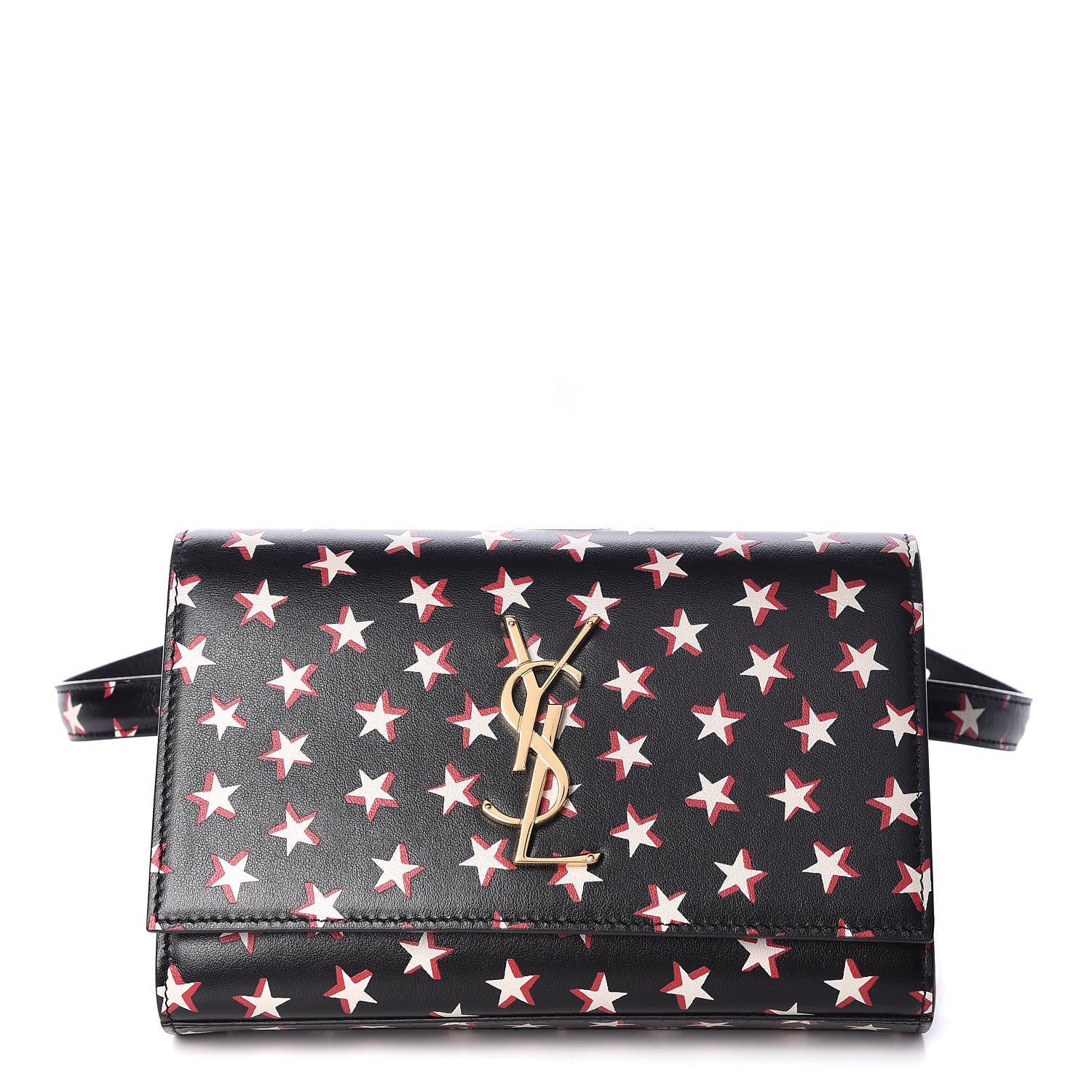 Saint Laurent Smooth Calfskin Star Print Monogram Kate Belt Bag Black Ivory Red 1 of 10