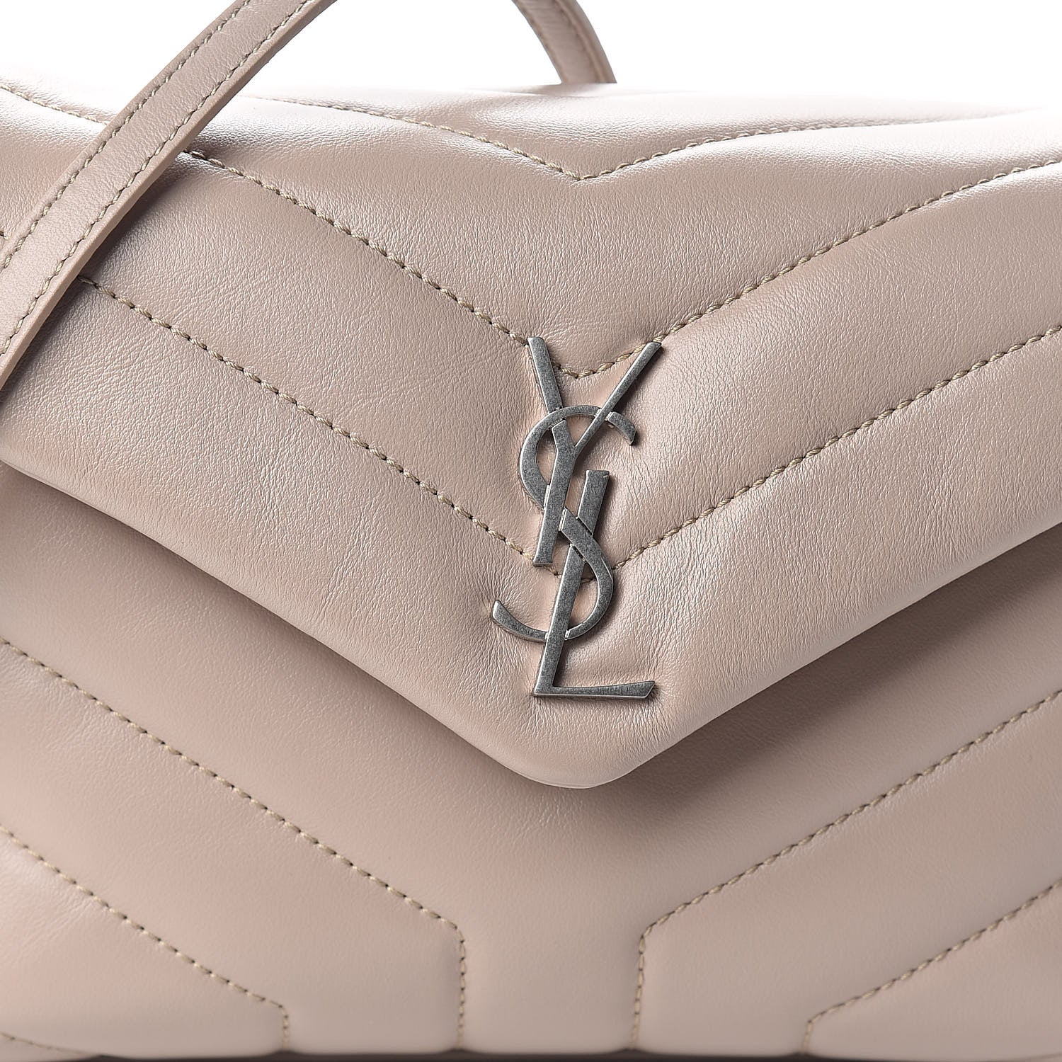 Saint Laurent Calfskin Y Quilted Monogram Toy Loulou Satchel Light Natural 7 of 10