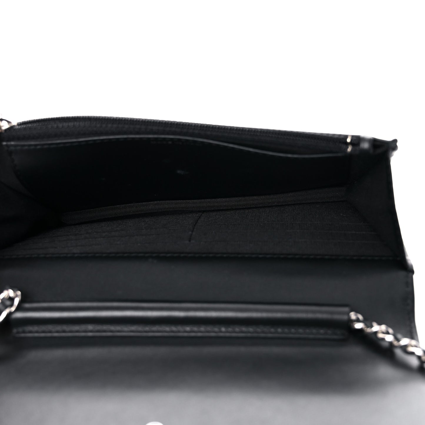 Lambskin Camellia Embossed Wallet on Chain WOC Black