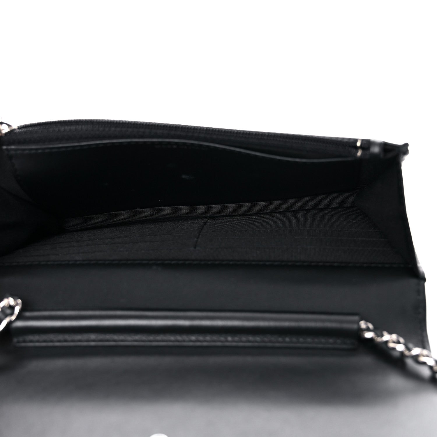 Chanel Lambskin Camellia Embossed Wallet on Chain WOC Black 5 of 14