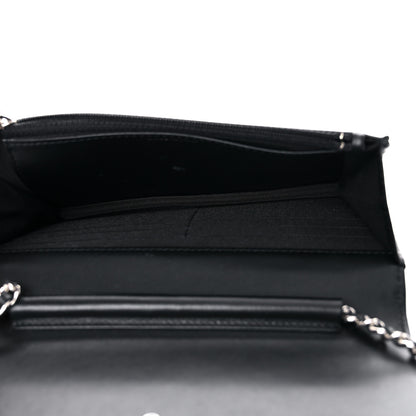 Chanel Lambskin Camellia Embossed Wallet on Chain WOC Black 5 of 14