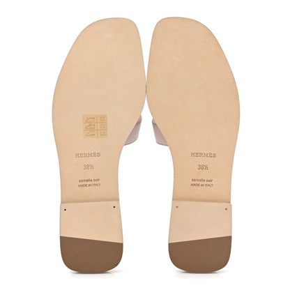 Hermes Epsom Oran Sandals 38.5 Rose Porcelaine 5 of 9