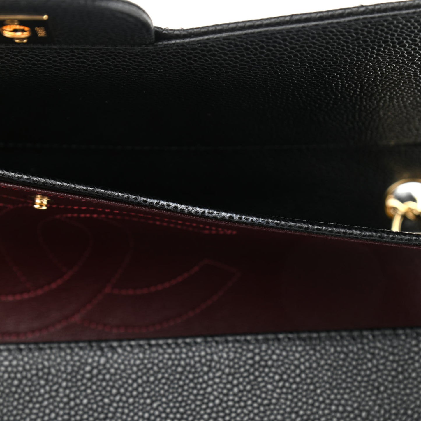 Caviar Quilted Jumbo Double Flap Black