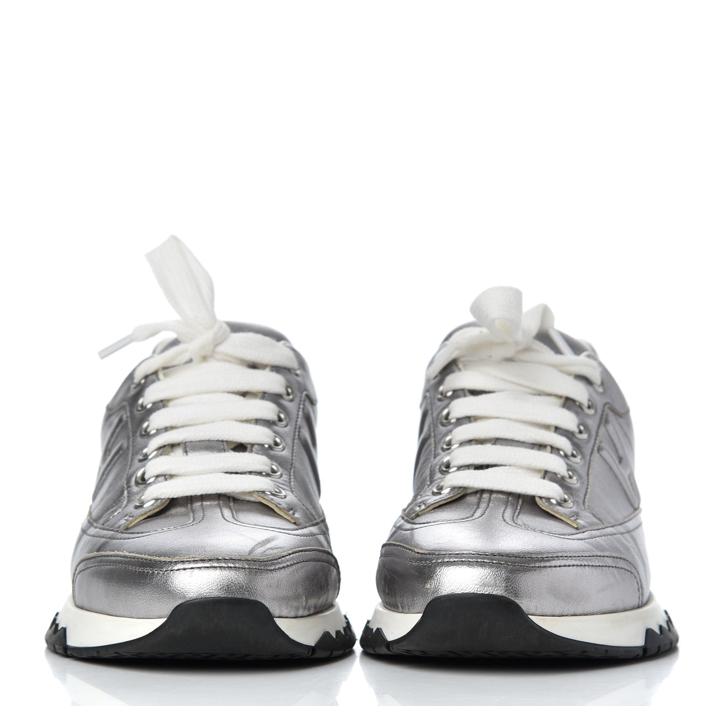 Metallic Nappa Womens Trail Sneakers 37 Gris Argente
