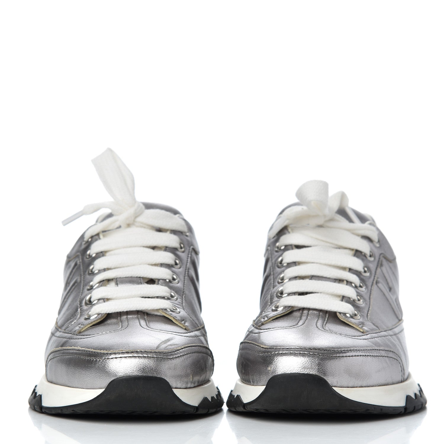Hermes Metallic Nappa Womens Trail Sneakers 37 Gris Argente 2 of 22