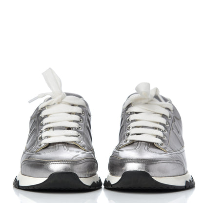 Hermes Metallic Nappa Womens Trail Sneakers 37 Gris Argente 2 of 22